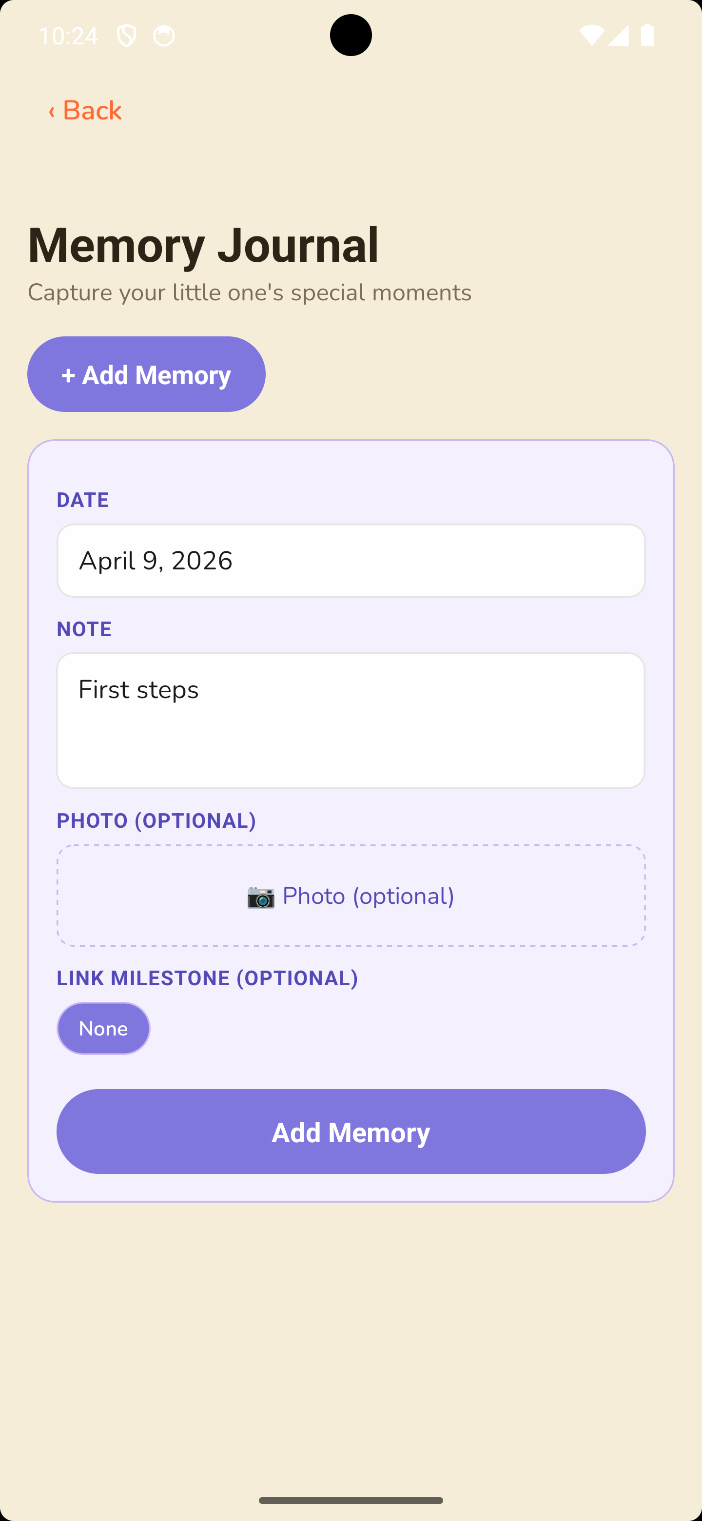 Memory journal with photos